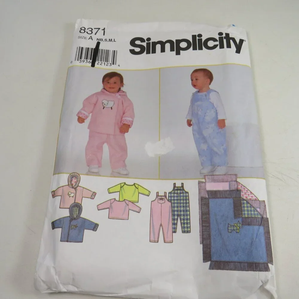 Simplicity 8371 Clothing Sewing Pattern NB- 18mts UNCUT Overalls, Jacket etc